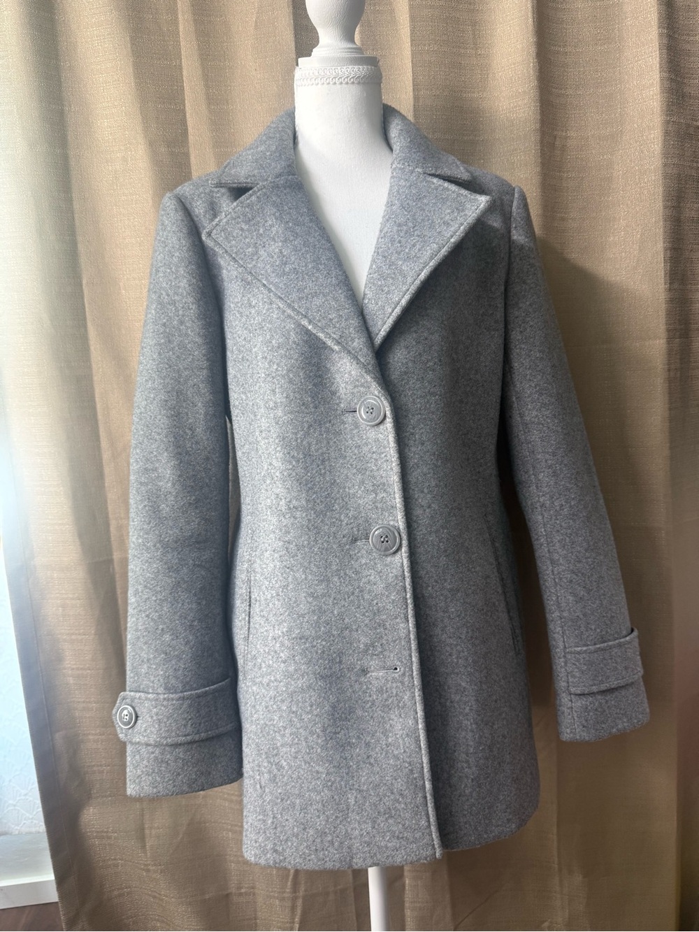Classic Light Gray Wool Peacoat - Timeless Tailored Style